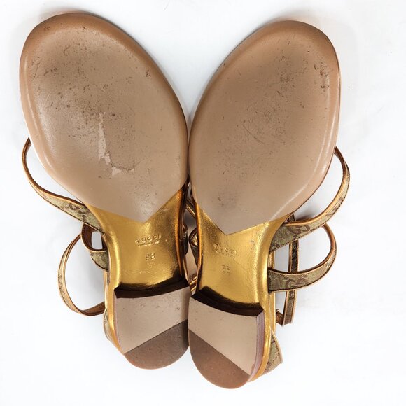 GUCCI Gold Leather Bumblebee Thong Sandal - Picture 12 of 13